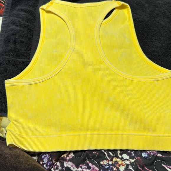 Zenana Yellow Ribbed Crop Top or Bra - Picture 2 of 3